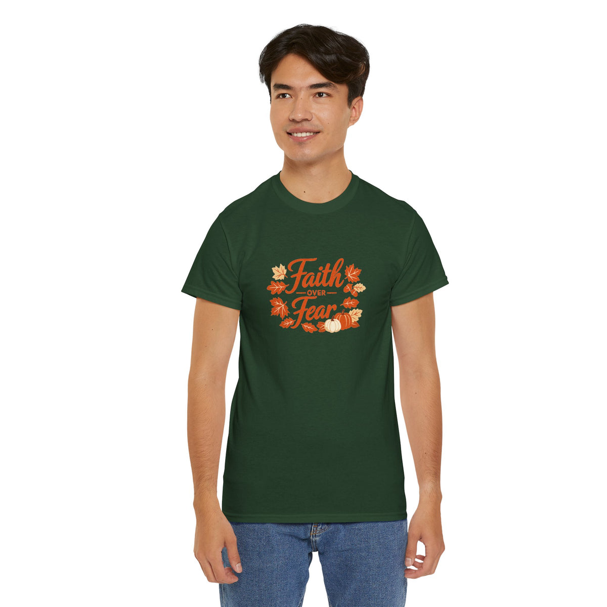 Faith Over Fear Fall Tee — Inspirational Christian Autumn T-Shirt