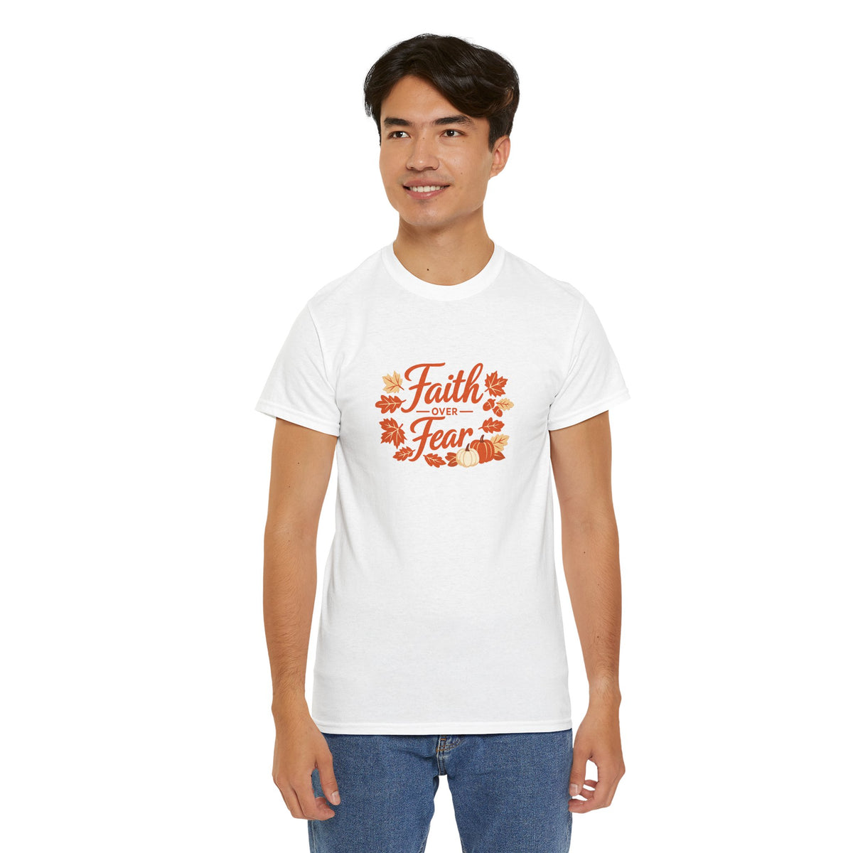 Faith Over Fear Fall Tee — Inspirational Christian Autumn T-Shirt