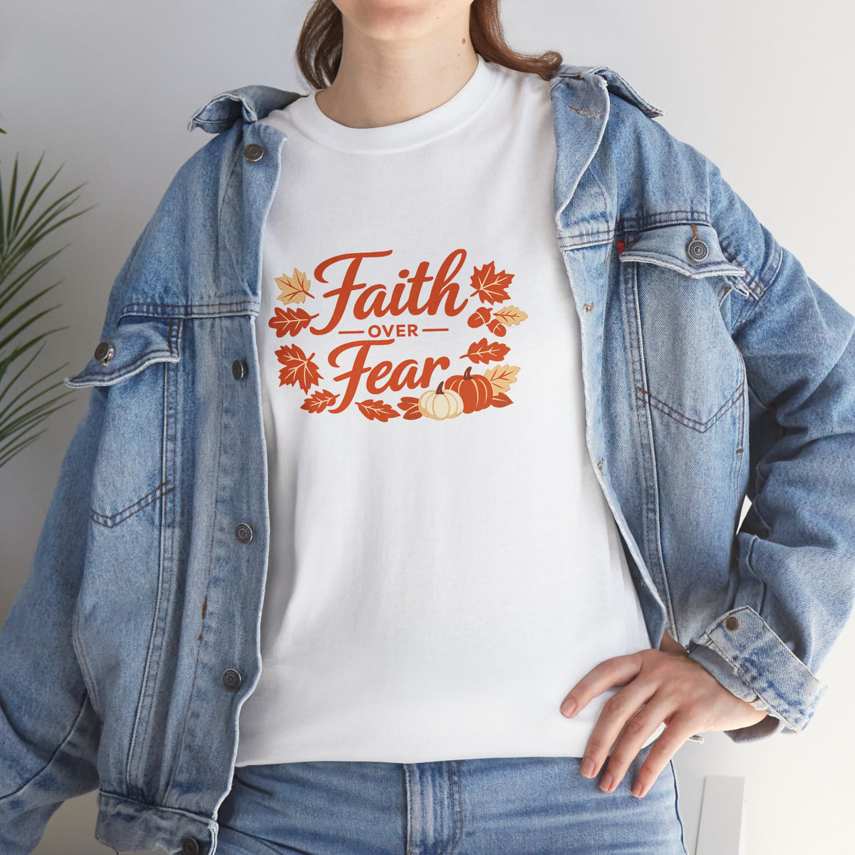 Faith Over Fear Fall Tee — Inspirational Christian Autumn T-Shirt
