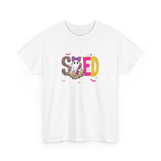 Sped Pastel Ghost Tee — Cute Halloween 'SPED' Graphic T-Shirt
